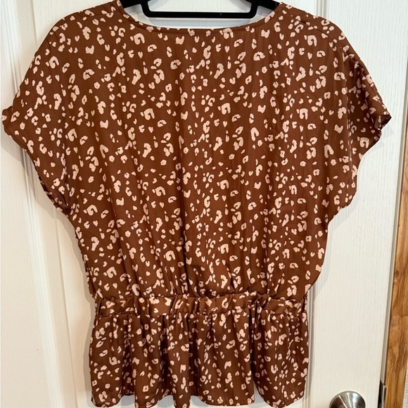 Nine West Brown Animal Print Blouse - Picture 3 of 4